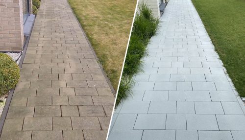 kostka brukowa przed i po malowaniu