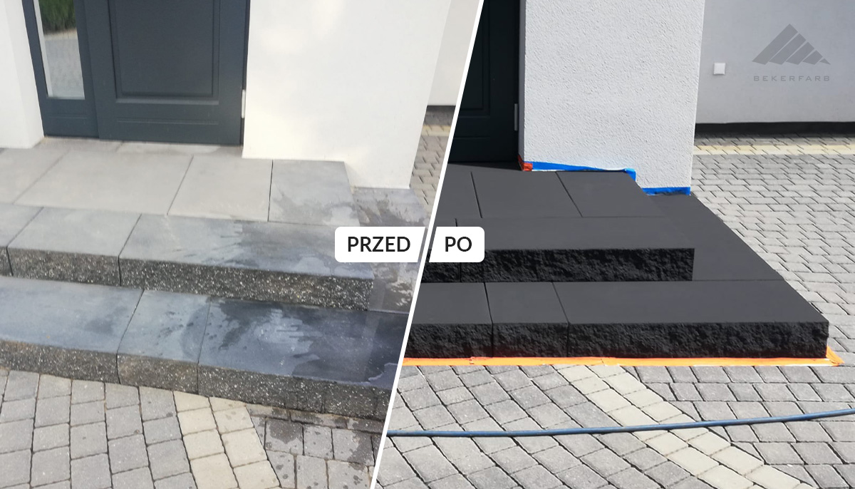 Malowanie płyt betonowych (efekt przed i po)