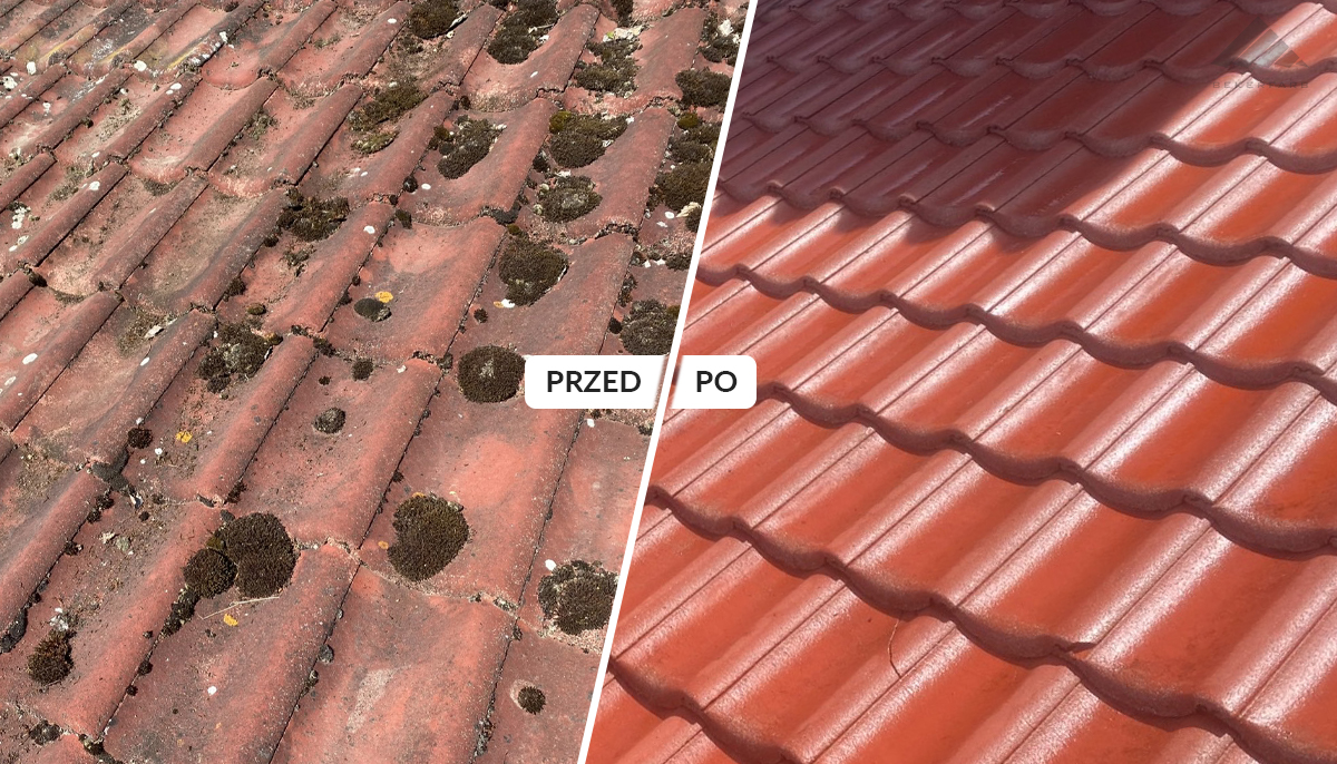 Czyszczenie dachu (efekt przed i po)