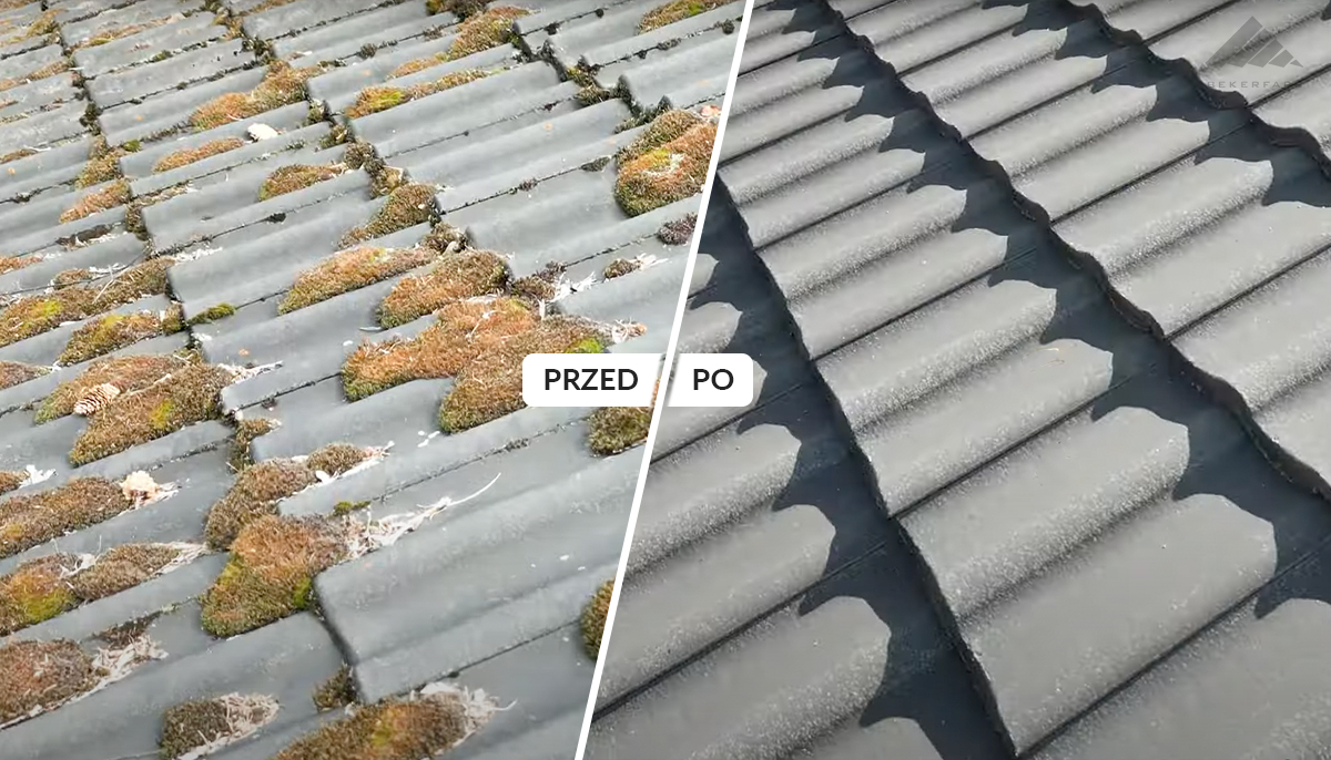 Czyszczenie dachu (efekt przed i po)